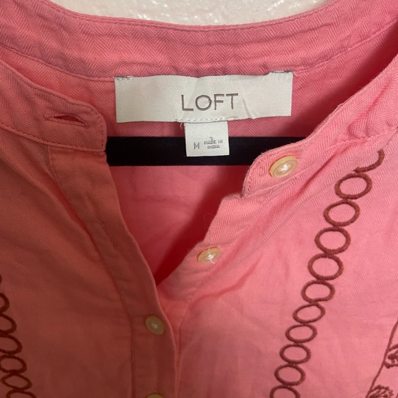 Ruffled Embroidered Peplum Business Casual Classy Chic Girly Hip Henley Blouse - Picture 4 of 5